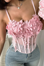 Floral Mesh Bustier Cami Top