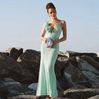 Mint Green Sequins Spaghetti Party Dress