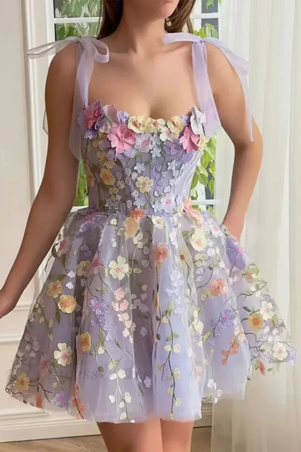 Flower Embroidery Floral Dress
