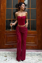 Lace Ribbon Wide Leg Pants