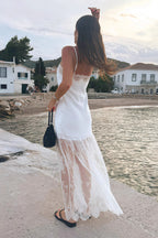 Satin Slip Dress With Lace Pure & Minimalist Maxi