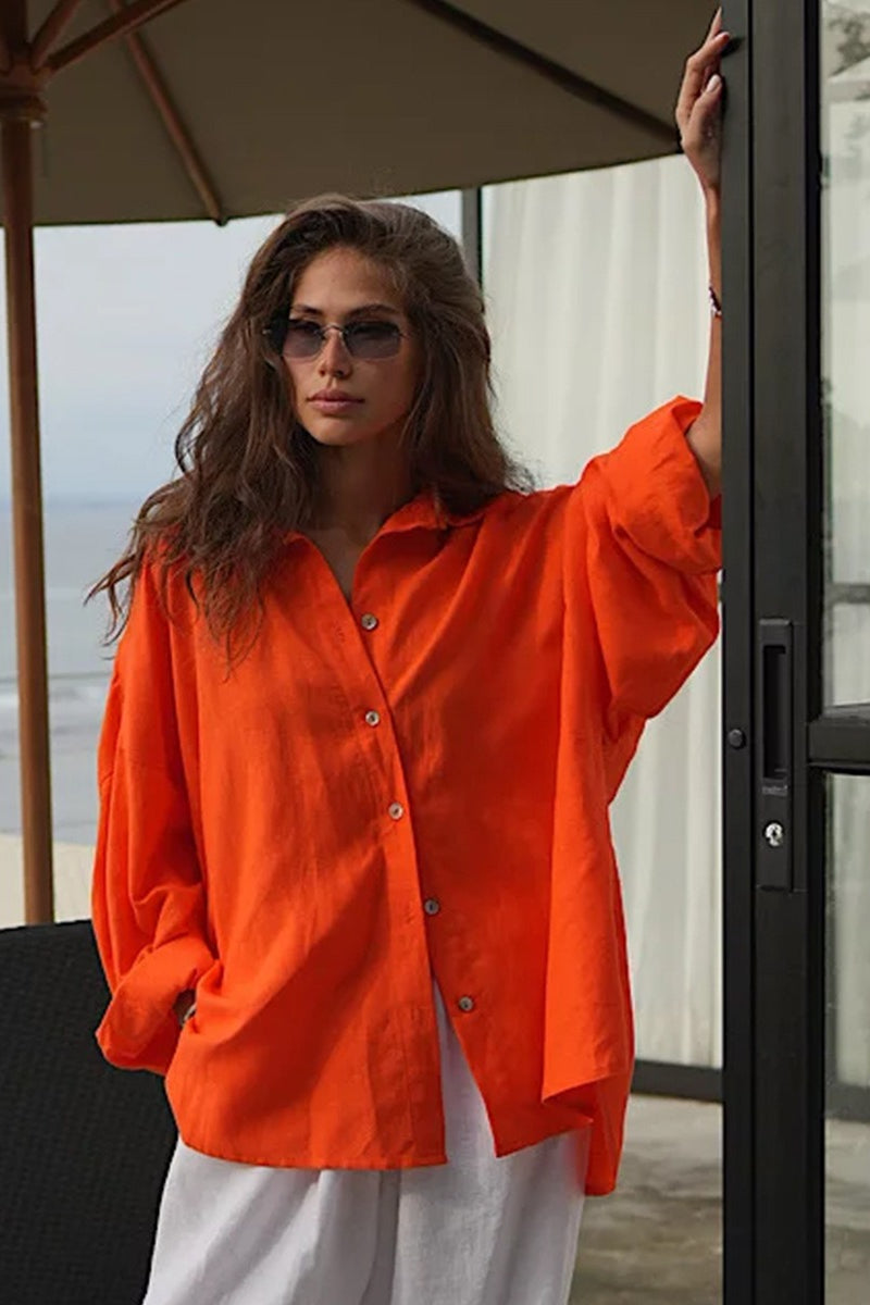 Solid Loose Casual Commuter Blouse