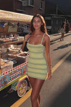Stripe Spaghetti Strap Bodycon Mini Vacation Dress
