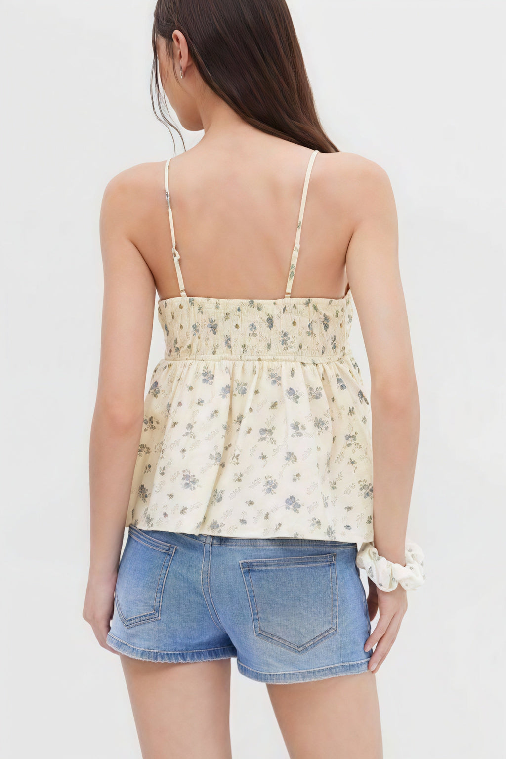 Floral Wide Strap Tie Cami Top