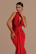 Backless Halter Satin Prom Dress
