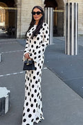 Polka Dot Bell Sleeve Maxi Dress