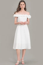 Satin Ruched Off-The-Shoulder Cocktail Dress