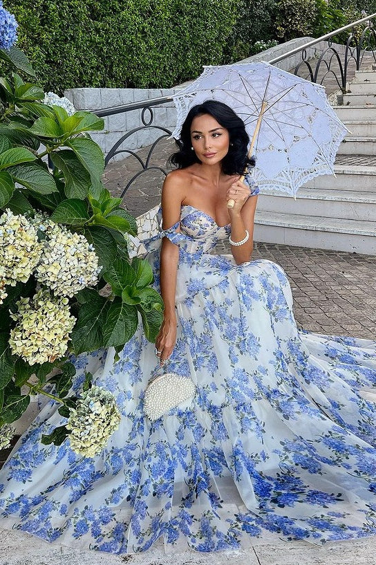 Floral Print Sleeveless Backless Lace-Up Dress