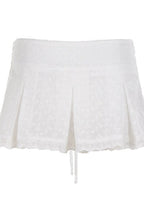 Solid Texture Ruffle Pleated Mini Skirt