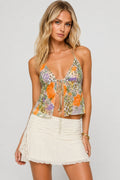 Leopard Floral Tie Halter Top