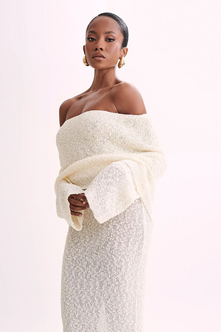 Off Shoulder One Knit Sweater Dress