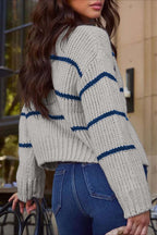 Striped Relaxed Long Sleeve Knit Cardigan