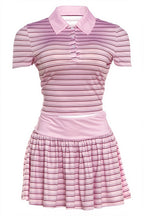 Vintage Stripe Polo Top Low Rise Skirt Sets