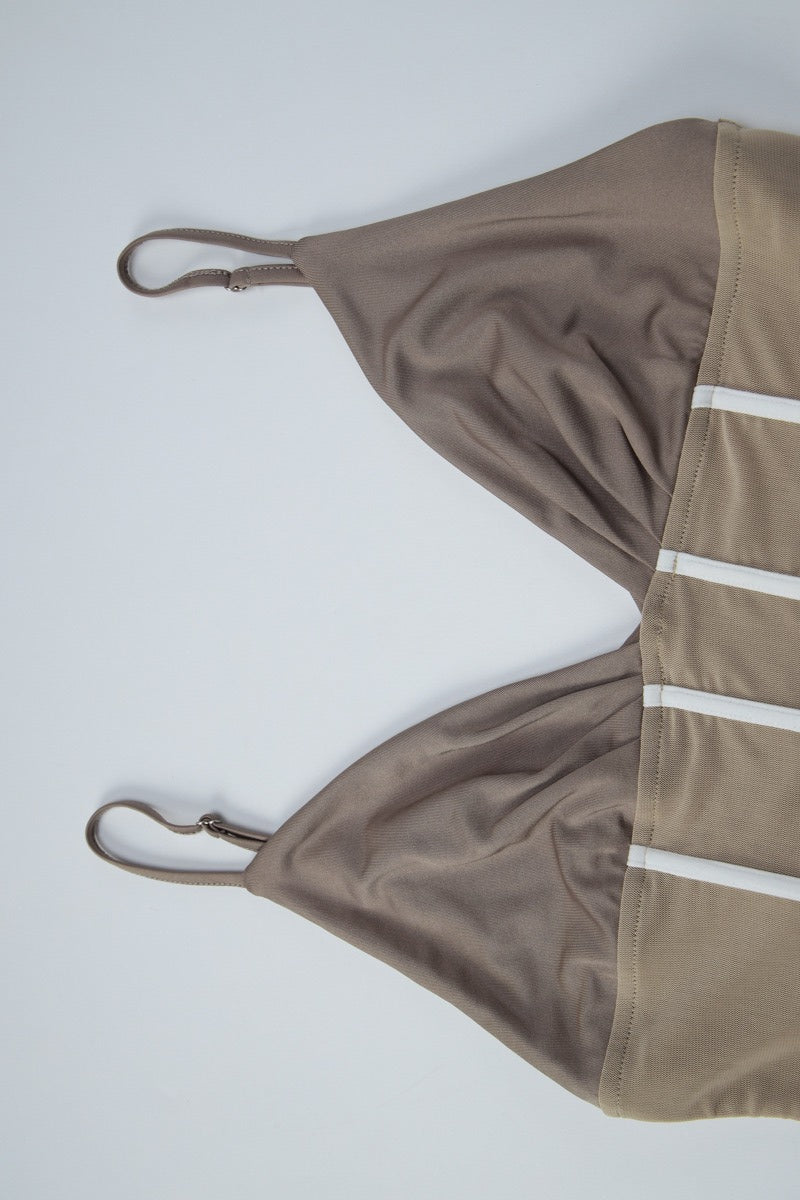 Deep V Mesh Bone Cami Top