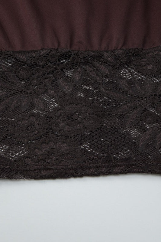 Asymmetric Off Shoulder Lace Waist Slim Crop T-Shirt