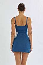 Printed Backless Slim Waist Bodycon Sweater Dress