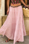 Color Block Tiered Ruffle Flowy Skirt