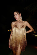 Tassel Patchwork Backless Vacation Mini Dress