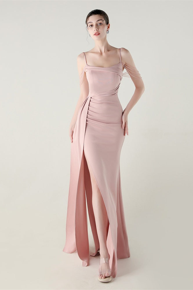 Satin Spaghetti Strap Mermaid Party Dress