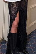 Lace Ruffled A-Line Skirt