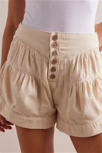 Ruffled Hem A Line Denim Casual Shorts