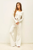 Soft Casual Cutout Jacquard Two Piece Set