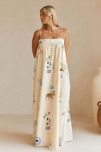 Spaghetti Strap Linen Vacation Maxi Dress