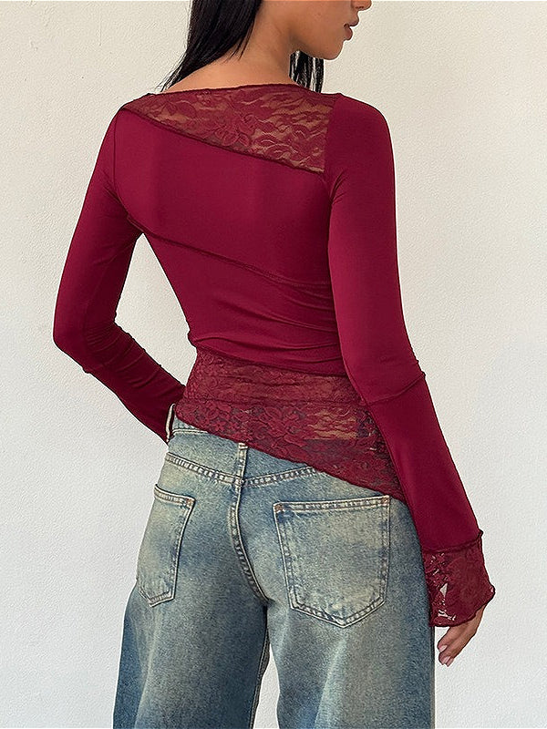 Vintage Slim Fit Floral Detail Long Sleeve Tee