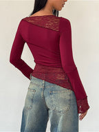 Vintage Slim Fit Floral Detail Long Sleeve Tee