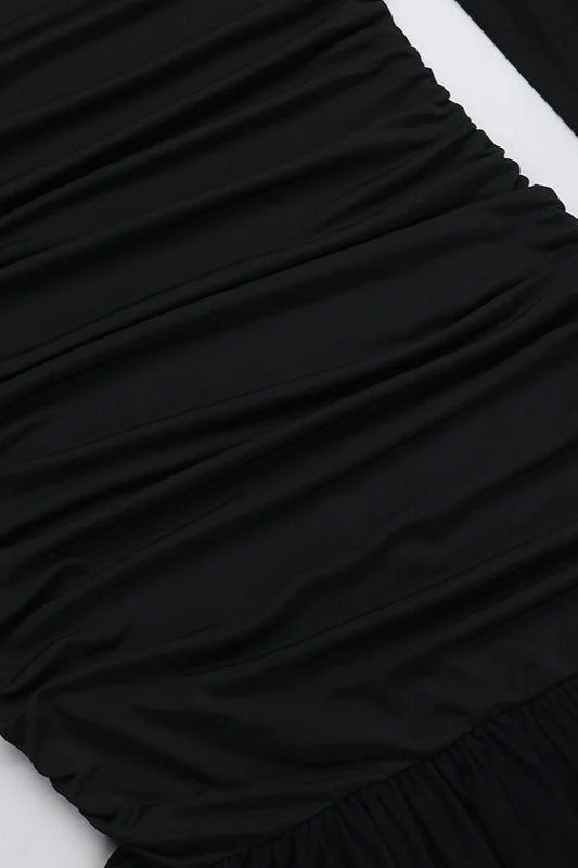 Fall Slim-Fit Pleated Off-Shoulder Party Dress