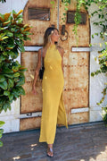 Knit Halter Slit Open Back Maxi Vacation Dress
