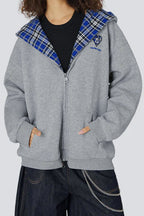 Plaid Lined Loose Hoodie