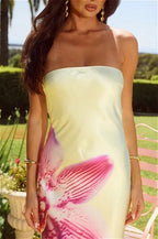 Strapless Backless Maxi Floral Dress