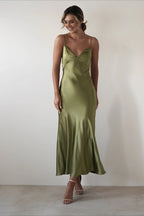 Satin Backless Tie Party Dress