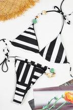 Solid Lace Up Triangle Two Piece Bikini Sets