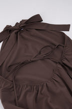 Vintage Solid Pleated Halter Mini Dress
