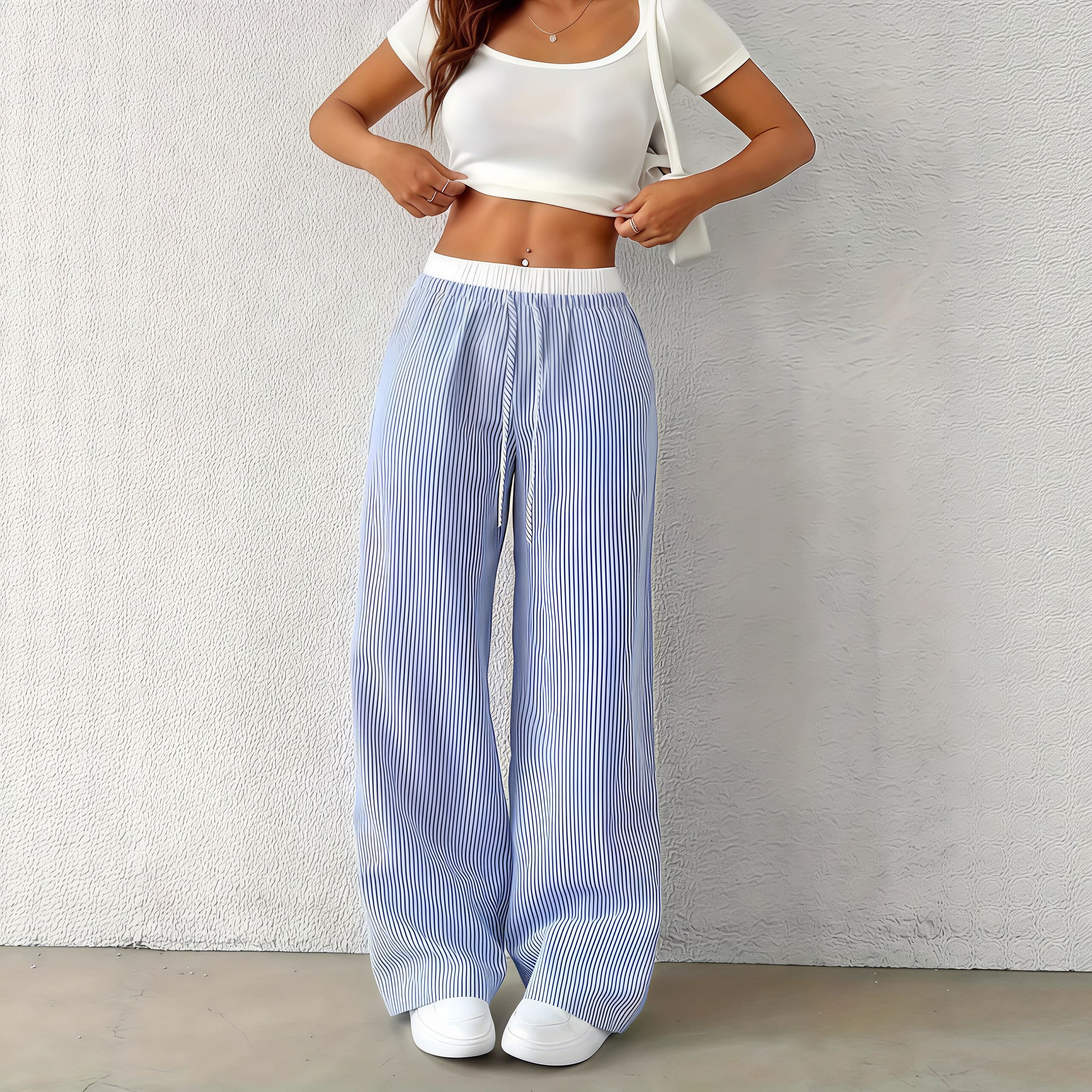 Striped Straight Casual Pants