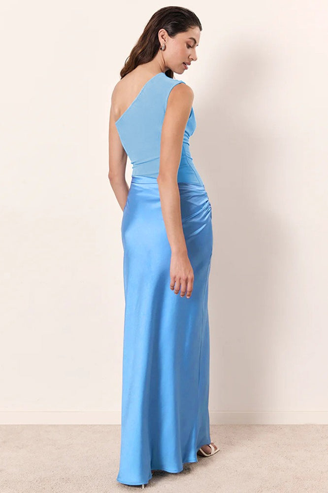Vintage One-Shoulder Sleeveless Tailored Maxi Dress