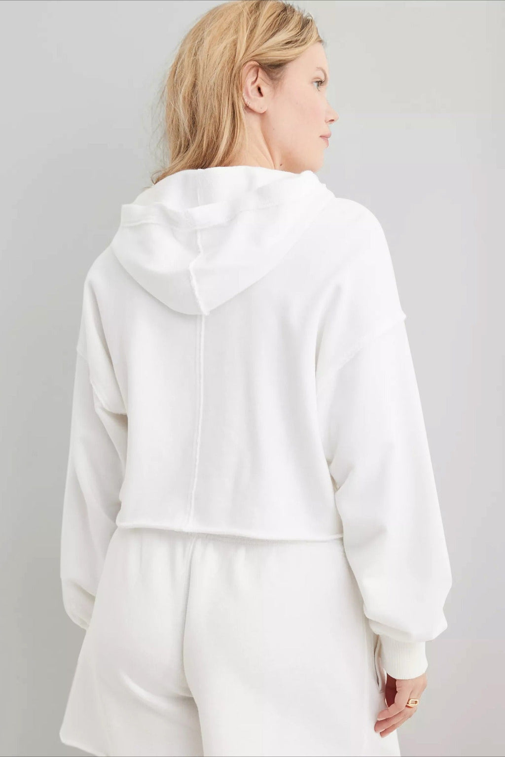Relaxed Solid V-Neck Hoodie