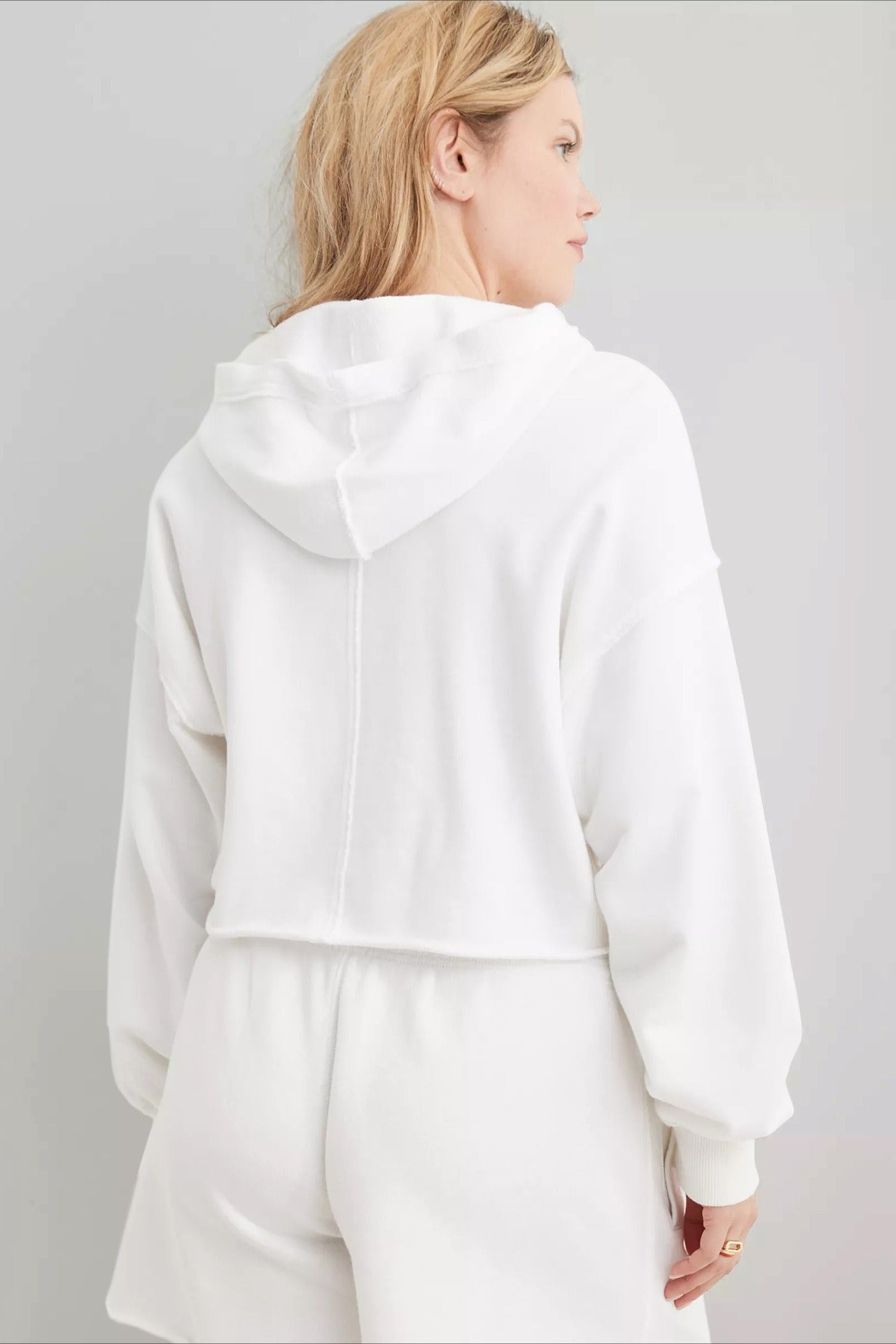 Relaxed Solid V-Neck Hoodie