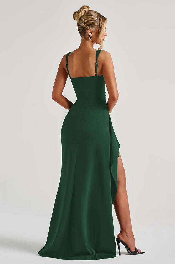 Spaghetti Strap High Slit Maxi Party Dress
