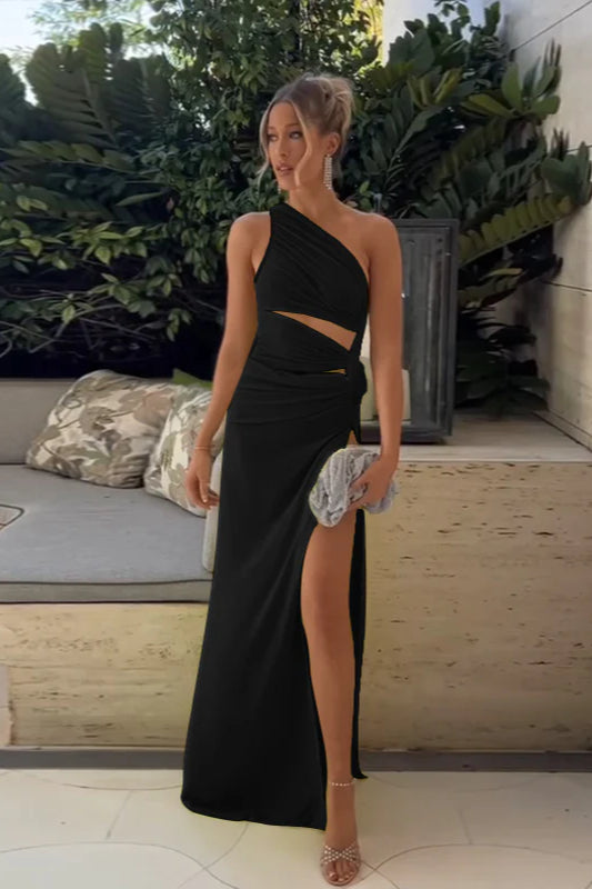 Elegant Asymmetrical Shoulder Party Dress