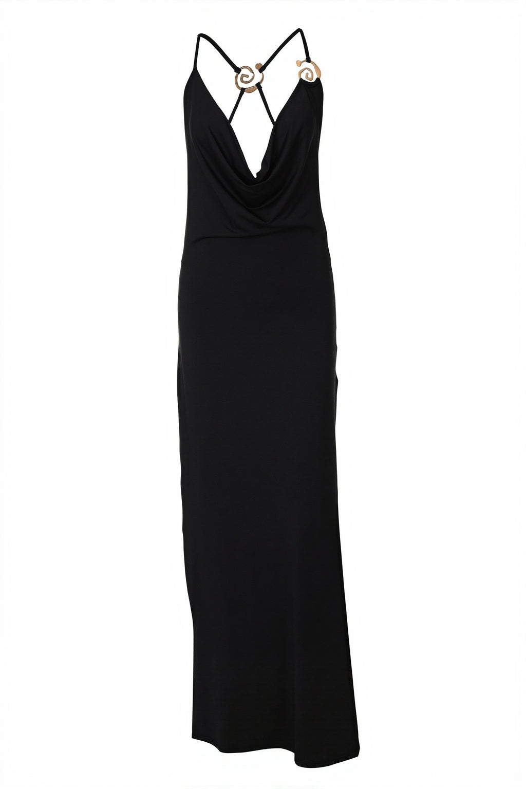 Solid Deep V Cami Backless Slim Fit Maxi Dress