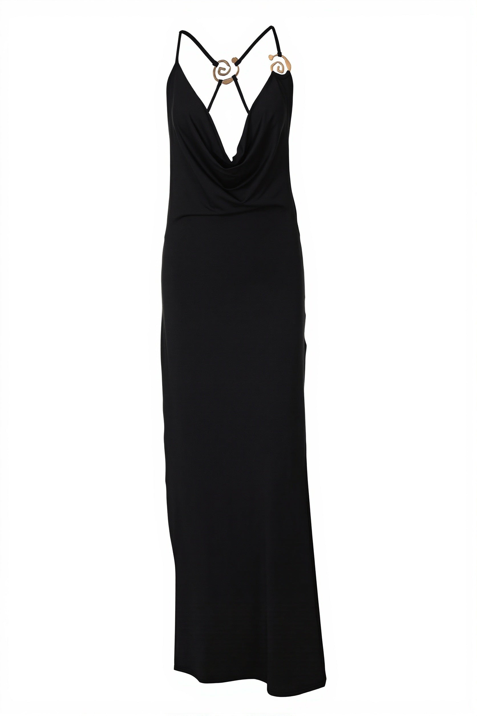 Solid Deep V Cami Backless Slim Fit Maxi Dress