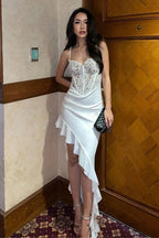 Wavy Hem Slit Bodycon Party Dress