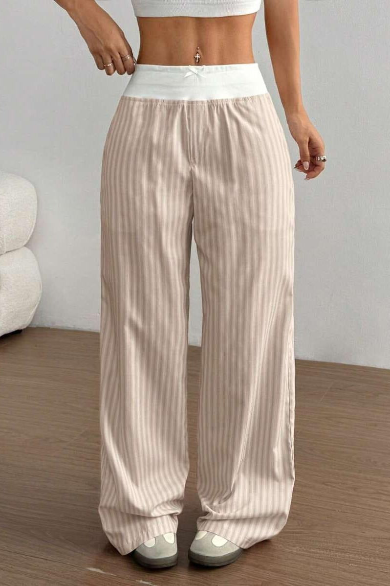 Striped Color Block Baggy Pants