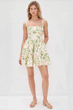 Cami Plant Print Mini Boho Dress