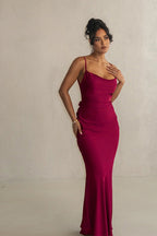 Satin Cami Backless Slim Fit Prom Dress
