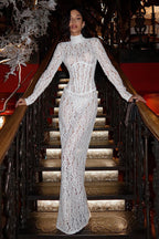 Lace Cutout Sheath Reception Dress