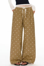 Polka Dot Print Loose Straight Casual Pants